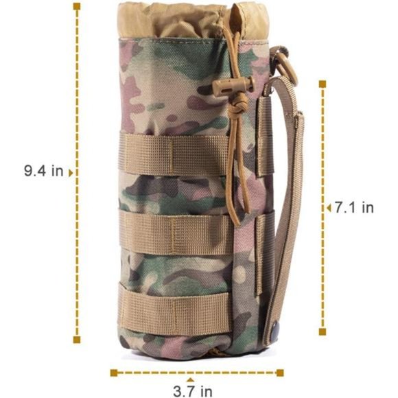 Sports Water Bottles Pouch Bag, Tactical Drawstring Molle Water Bottle Holder - Picture 4 of 7